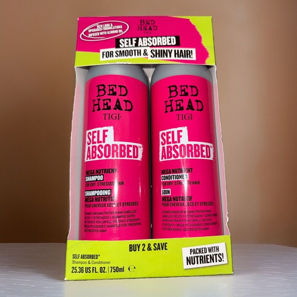 TIGI Bed Head Shampoo and Conditioner For Dry Hair Self Absorbed 25.36 Oz Duo